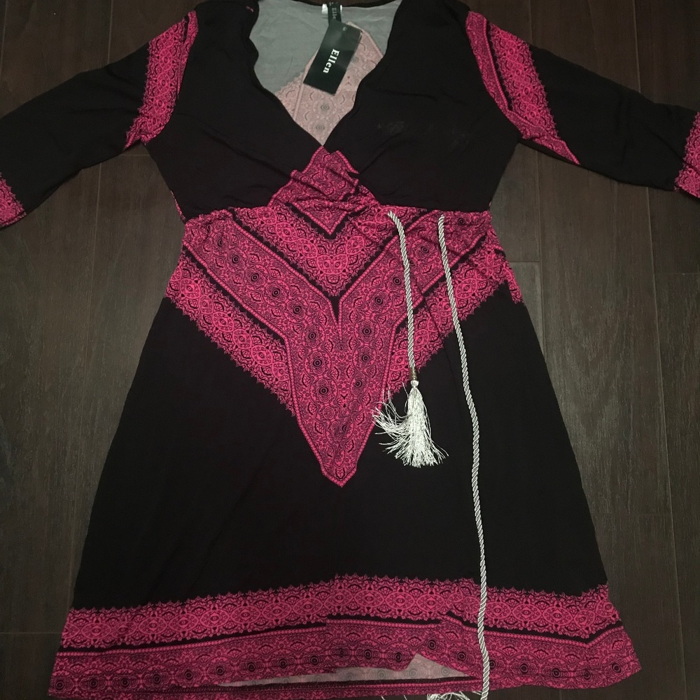 Black Dress with pink detail